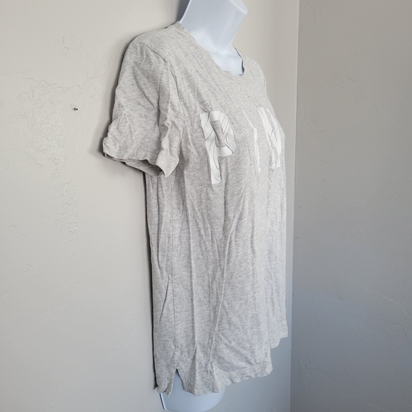 Pink VS Victoria's Secret XS Grey Short Sleeve T-shirt White Marble Logo Soft - Picture 3 of 6
